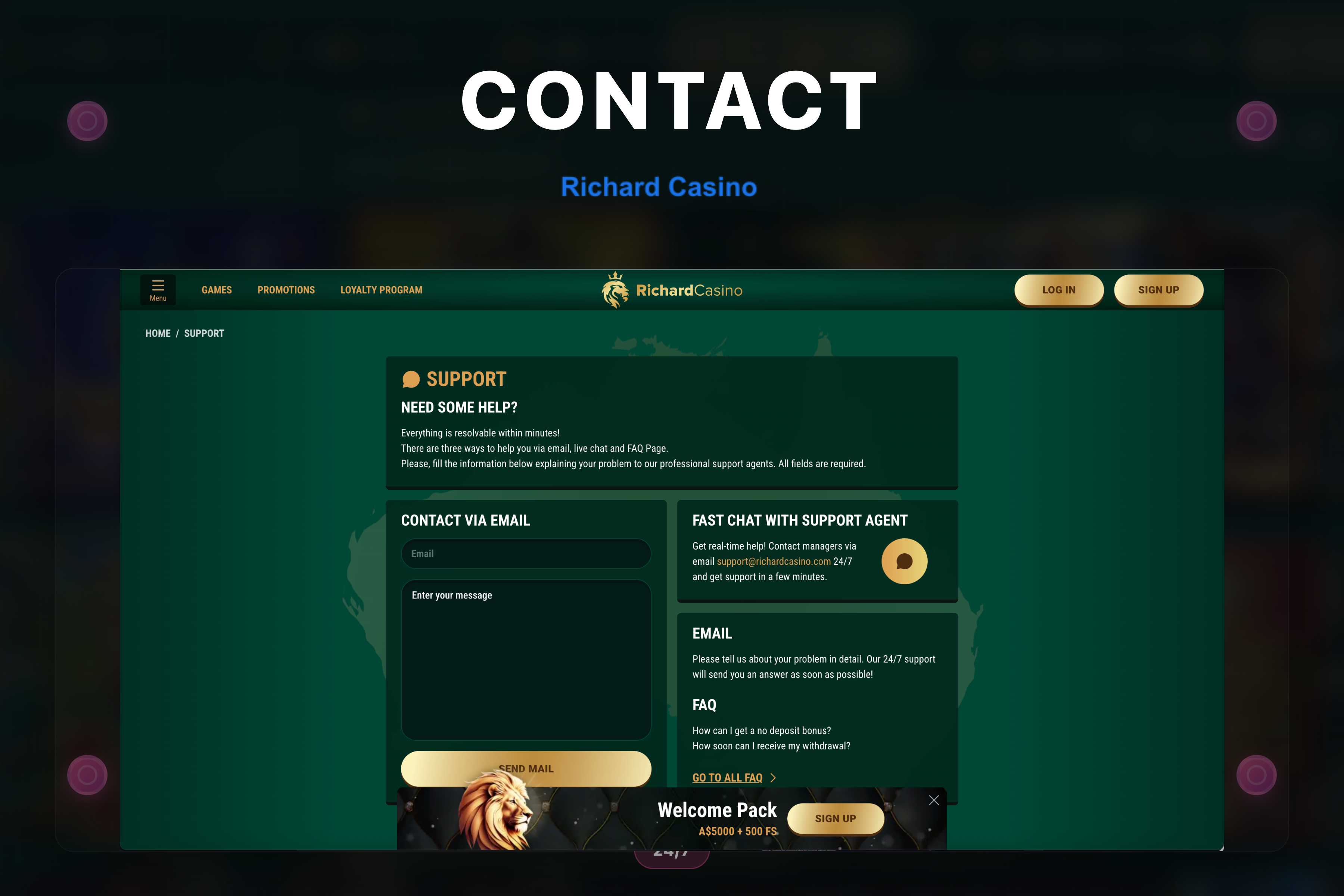 Richard Casino contact and support