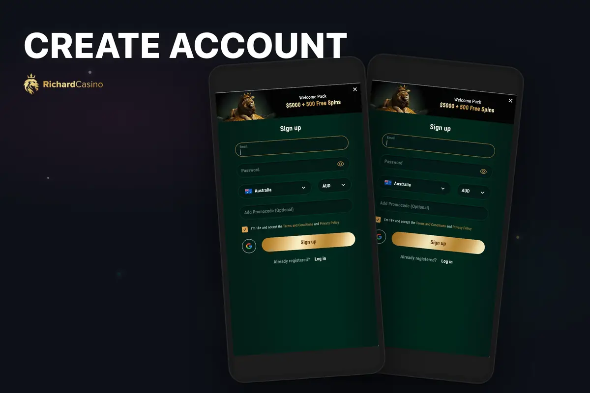 Richard Casino registration: sign up and claim the welcome bonus.